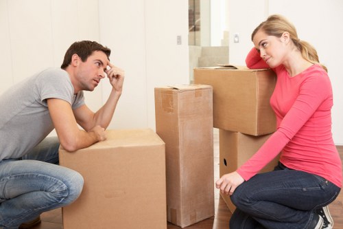 Moving van loading furniture in central London Soho