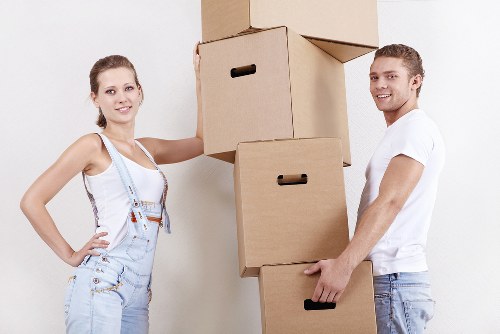 Office furniture and equipment being organised for a Soho move