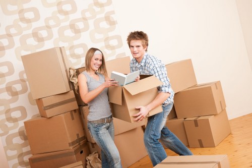 Packed items ready for transport during a Soho moving van service