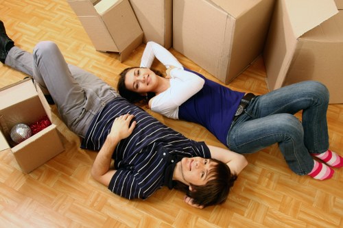 Furniture and boxes loaded into a van for Soho relocation
