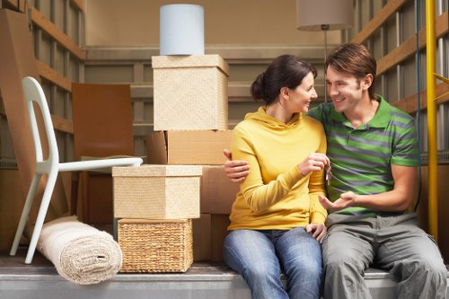 Packing and preparing items for a Soho moving truck service
