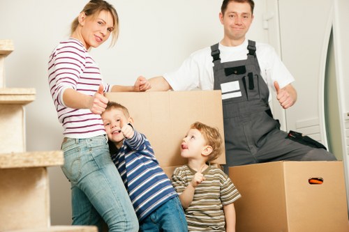 Office furniture and equipment prepared for a Soho business move